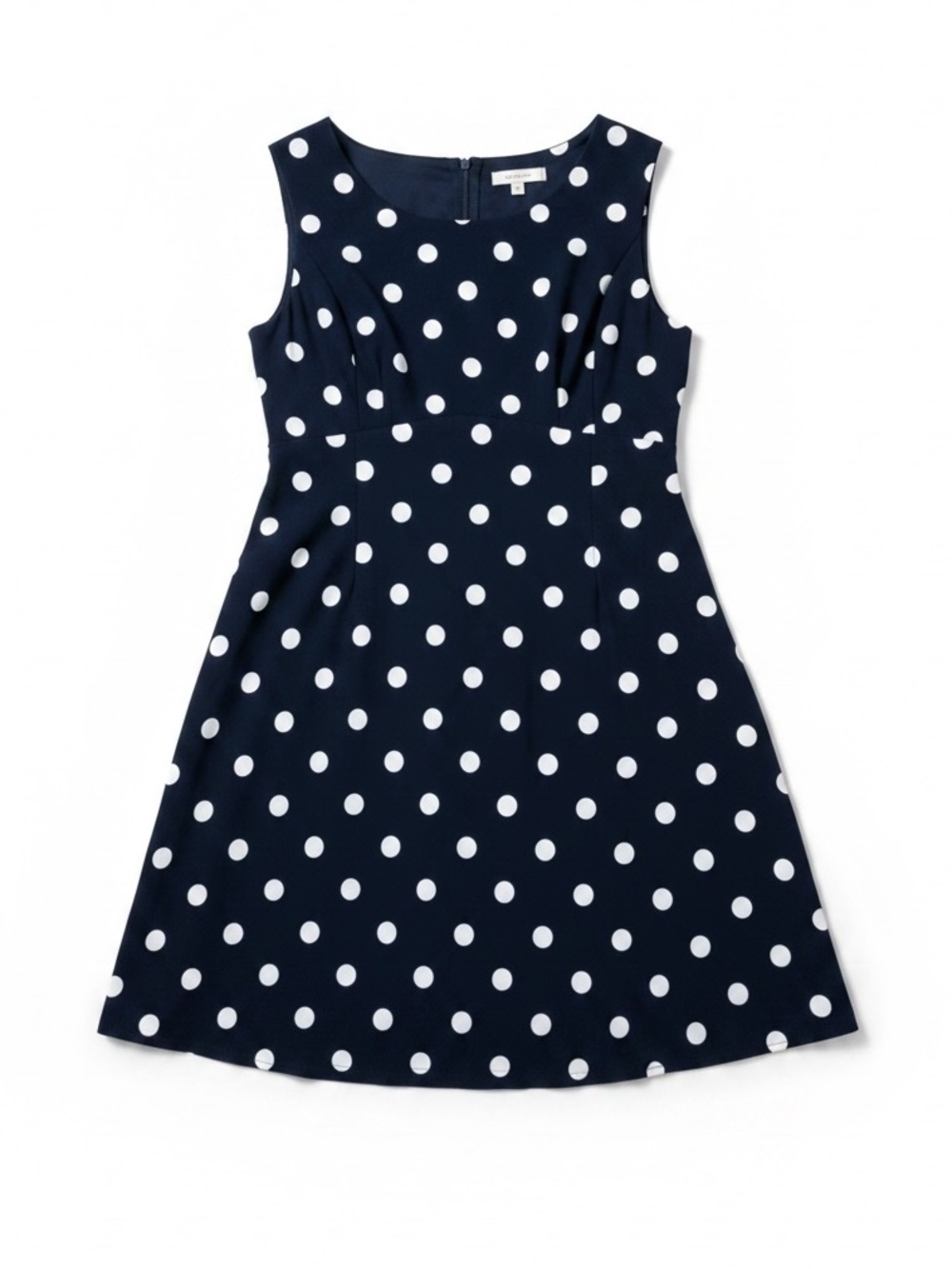 CONNECTED APPAREL Navy Polka Dot Sleeveless Fit-and-Flare Dress 14P Office